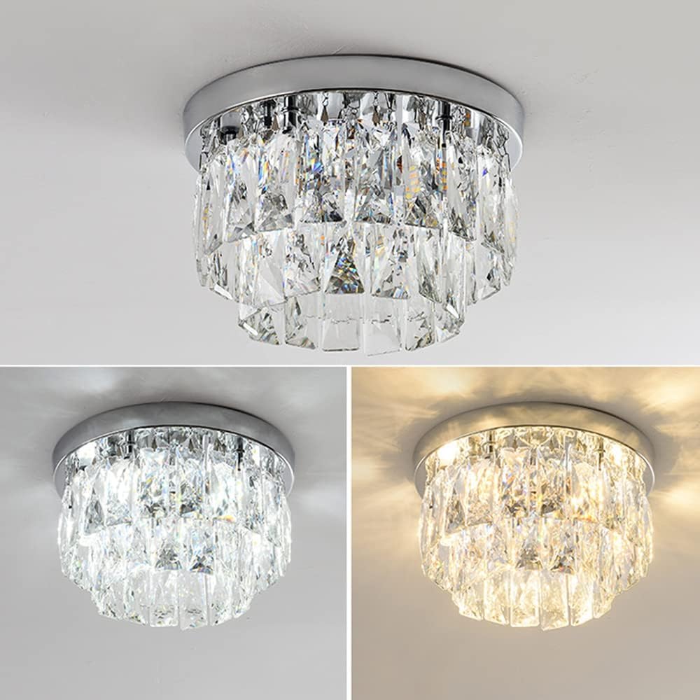 Round LED ceiling lamp with crystal effect – modern interior fixture