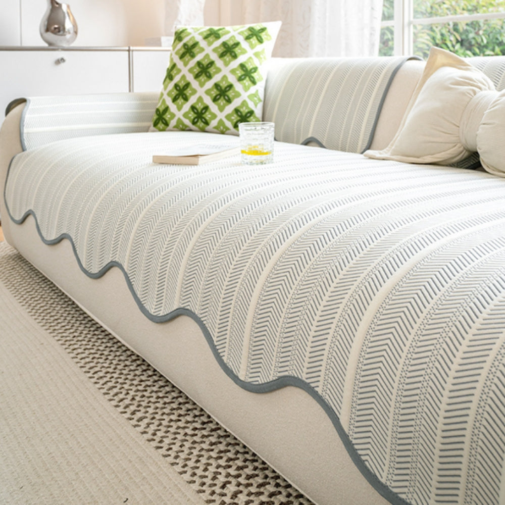 Protective Striped Herringbone Sofa Cover for Home