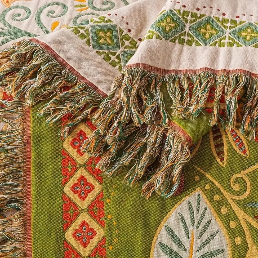 Coperta boho autunnale elegante e accogliente reversibile