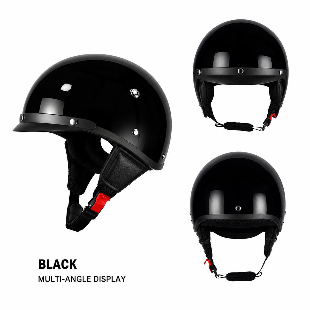 Urban Half-Shell Motorcycle Helmet – Retro Cap Style with Quick Release