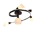 Scandinavian glass iron round semi-flush ceiling lamp