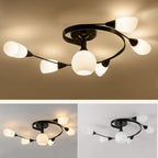 Scandinavian glass iron round semi-flush ceiling lamp