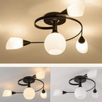 Scandinavian glass iron round semi-flush ceiling lamp
