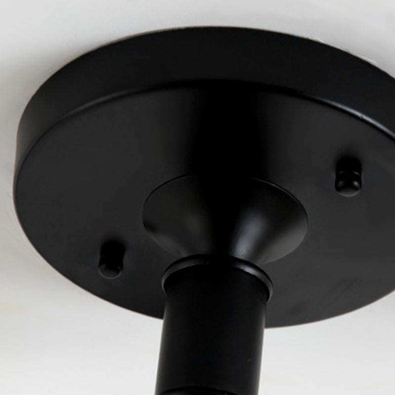Scandinavian glass iron round semi-flush ceiling lamp