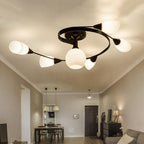Scandinavian glass iron round semi-flush ceiling lamp