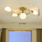Scandinavian glass iron round semi-flush ceiling lamp