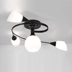 Scandinavian glass iron round semi-flush ceiling lamp