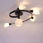 Scandinavian glass iron round semi-flush ceiling lamp