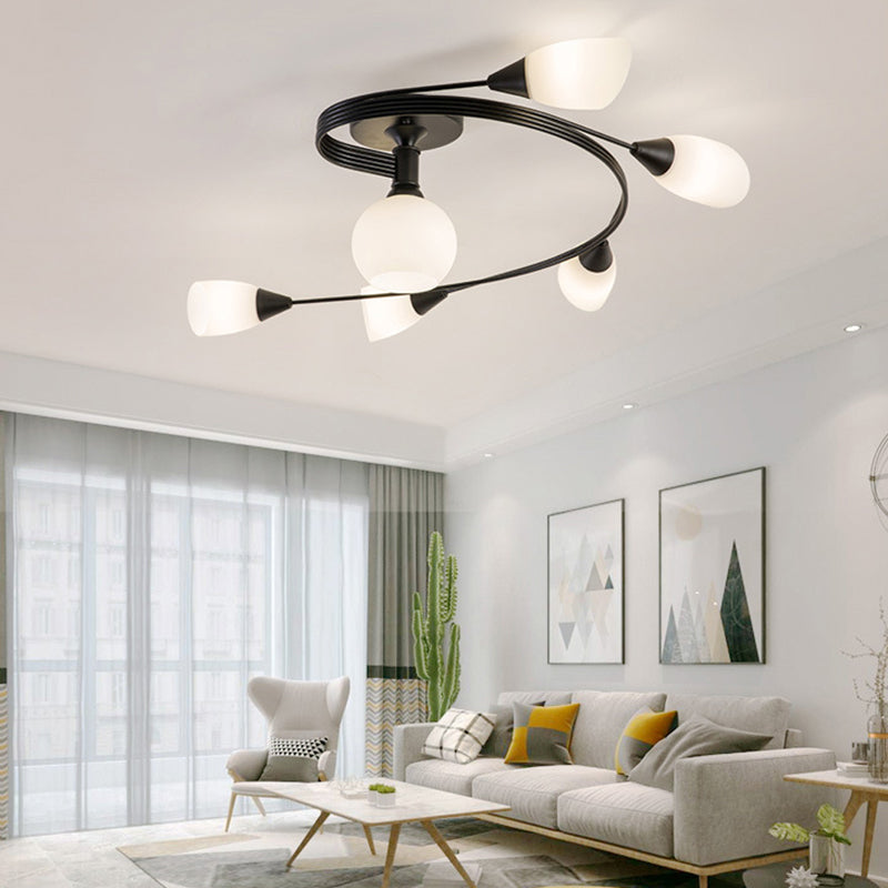 Lampada da soffitto rotonda in vetro e ferro scandinava - Illuminazione semi-incassata
