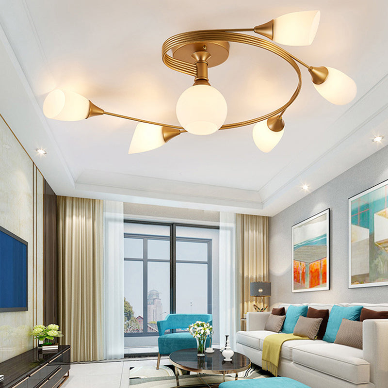 Lampada da soffitto rotonda in vetro e ferro scandinava - Illuminazione semi-incassata