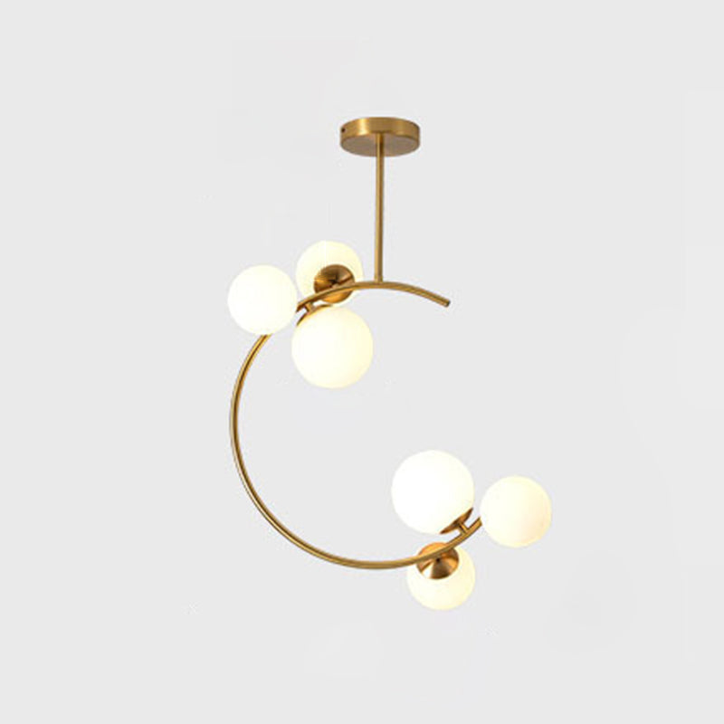 Cozy Scandinavian glass ceiling lamp in curved globe shape