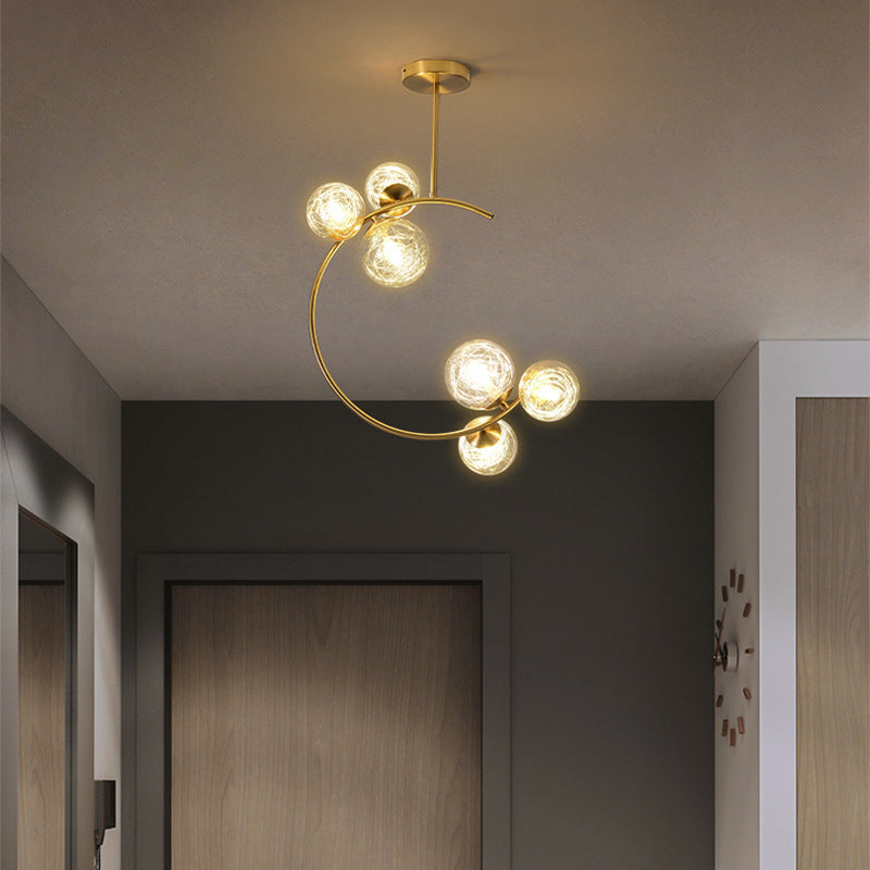 Cozy Scandinavian glass ceiling lamp in curved globe shape