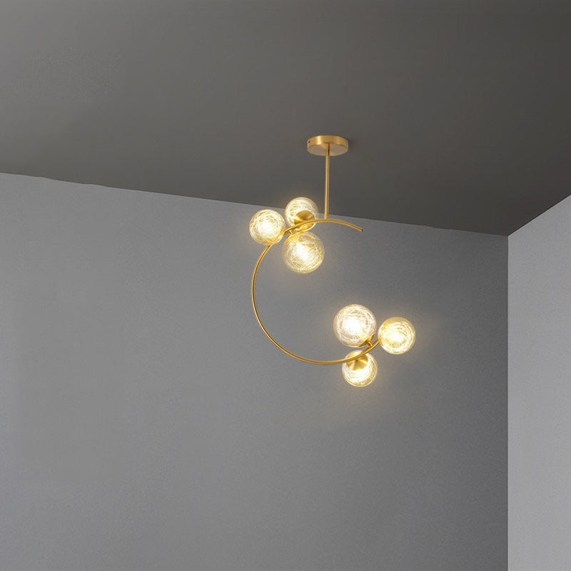 Cozy Scandinavian glass ceiling lamp in curved globe shape
