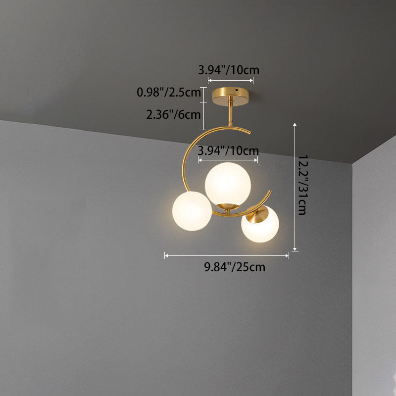 Cozy Scandinavian glass ceiling lamp in curved globe shape
