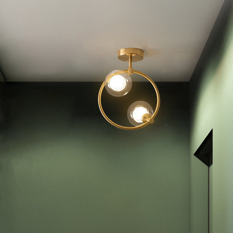 Cozy Scandinavian glass ceiling lamp in curved globe shape