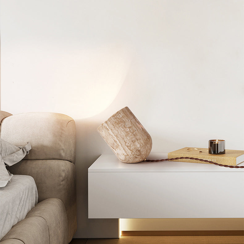 Japanese-style cylindrical table lamp with night light function