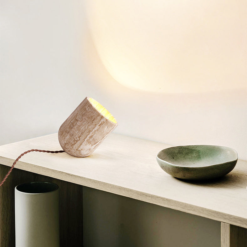 Japanisch inspirierte zylindrische Tischlampe mit Nachtlichtfunktion