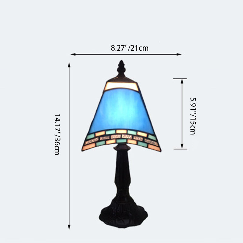 Nocna lampka w kolorze morskim z szklanym kloszem