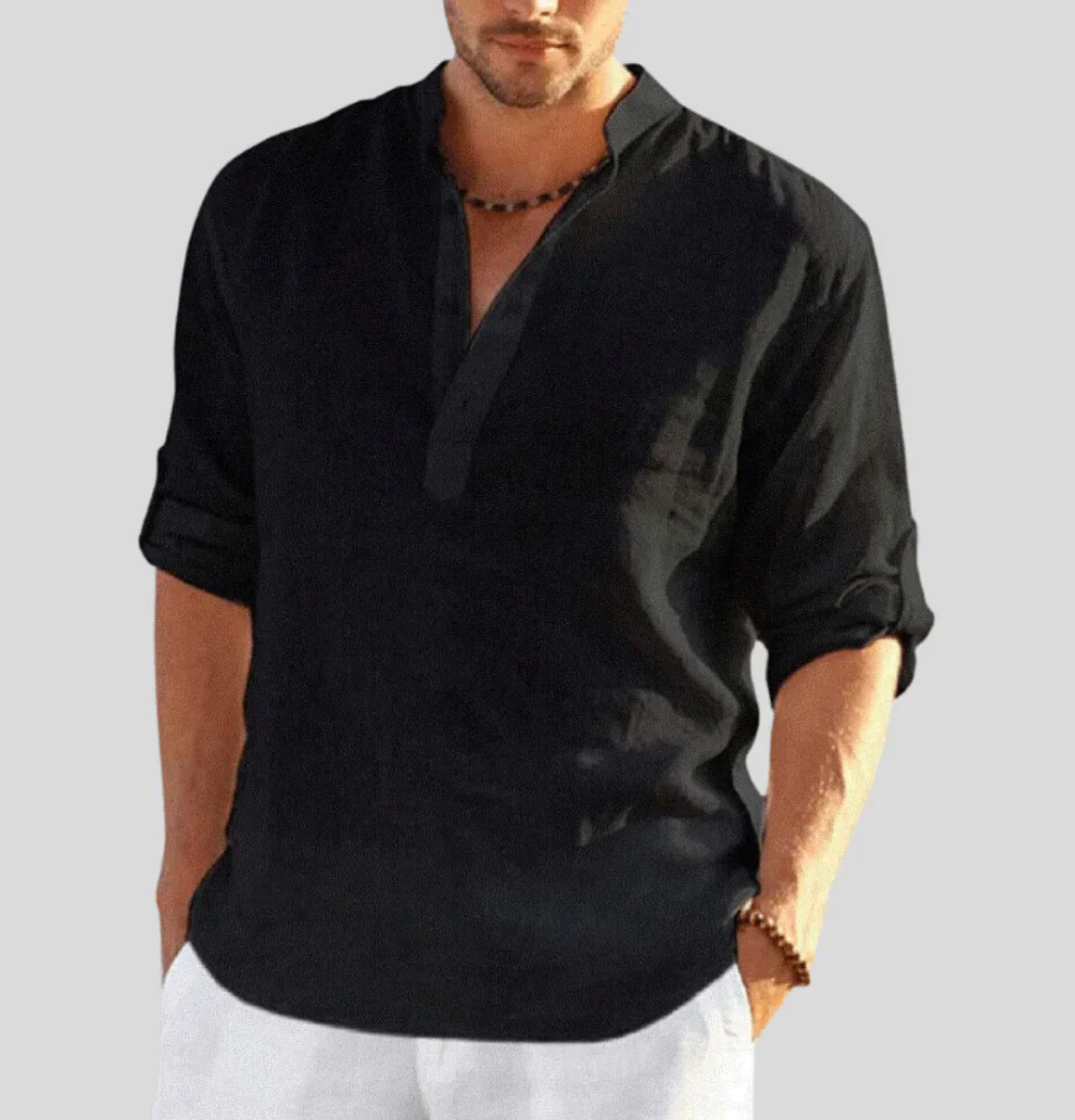 Camicia casual da uomo colletto taglio ampio stile quotidiano