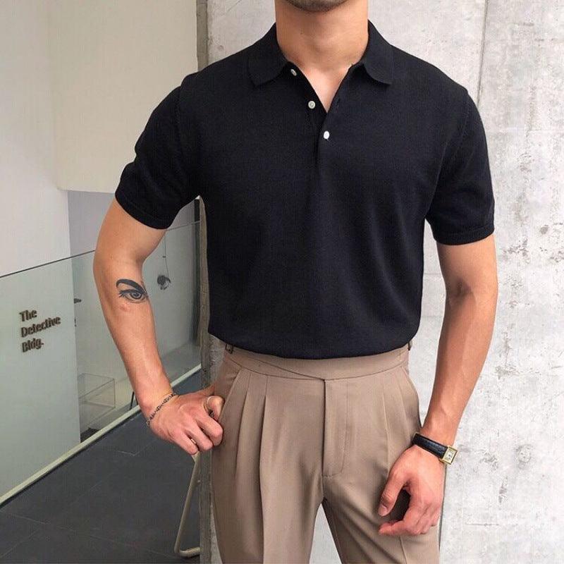 Polo da uomo manica corta taglio aderente stile casual classico