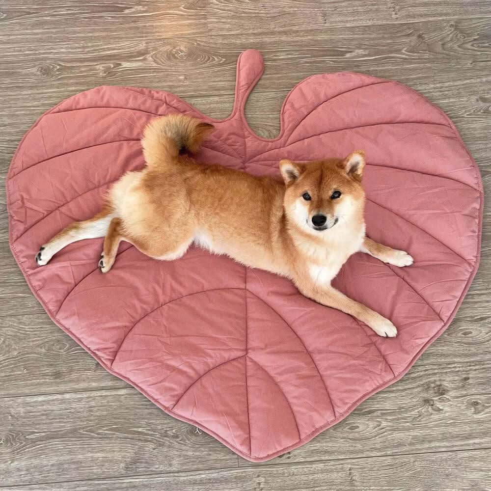 Tapis de niche pour chien avec motif grandes feuilles