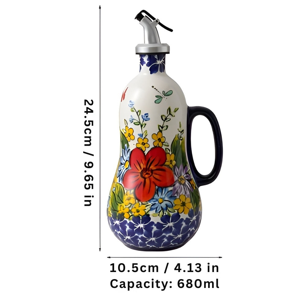 Ölflasche mit Blumenmuster Große Kapazität einfaches Ausgießen