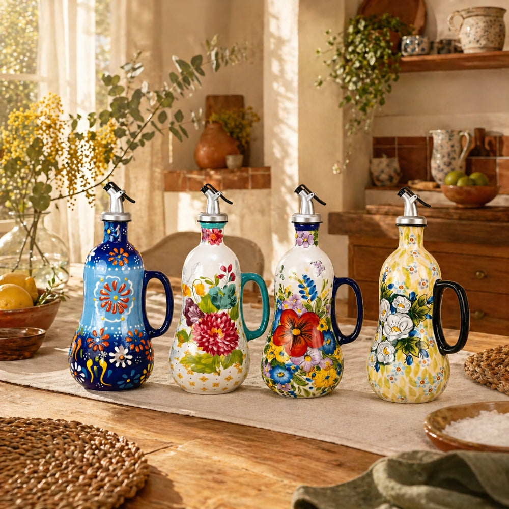 Ölflasche mit Blumenmuster Große Kapazität einfaches Ausgießen