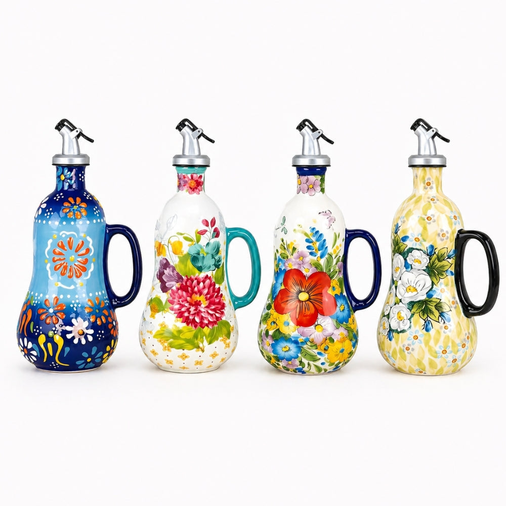 Ölflasche mit Blumenmuster Große Kapazität einfaches Ausgießen