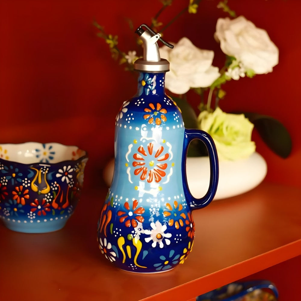 Oil bottle with floral pattern Large capacity easy pouring