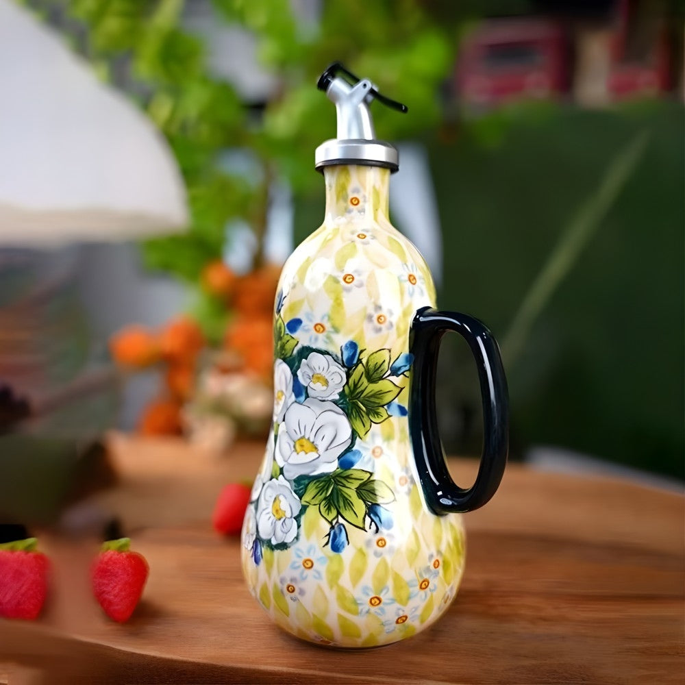 Oil bottle with floral pattern Large capacity easy pouring