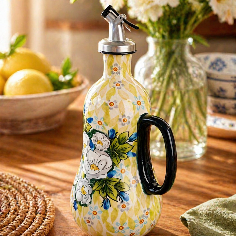 Ölflasche mit Blumenmuster Große Kapazität einfaches Ausgießen