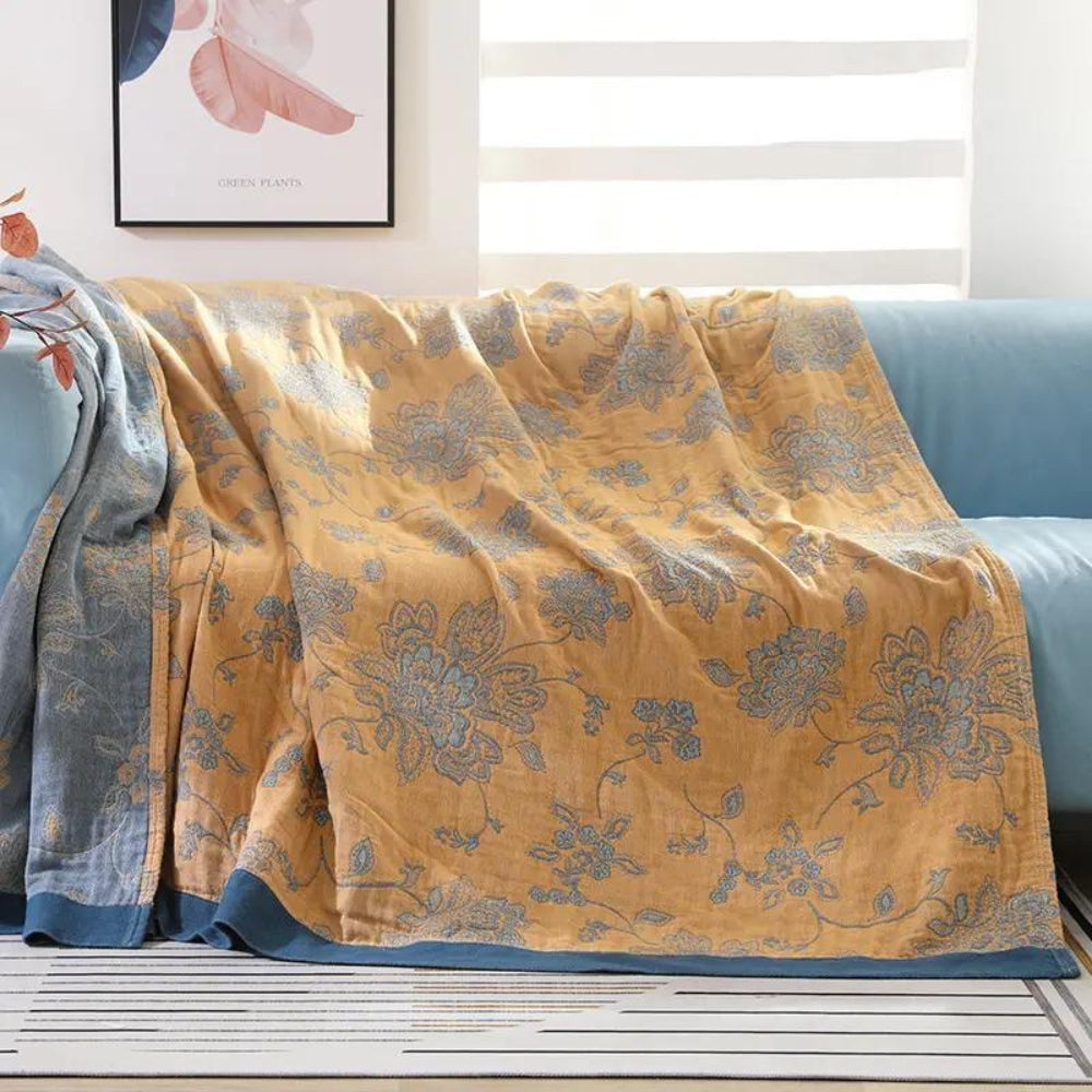 Coperta morbida e fresca con motivo floreale per divano e letto