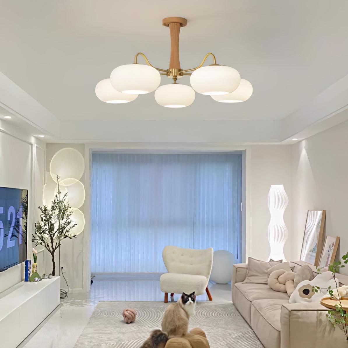 Luxuriöse Mid-Century-Deckenlampe aus Messing und Glas