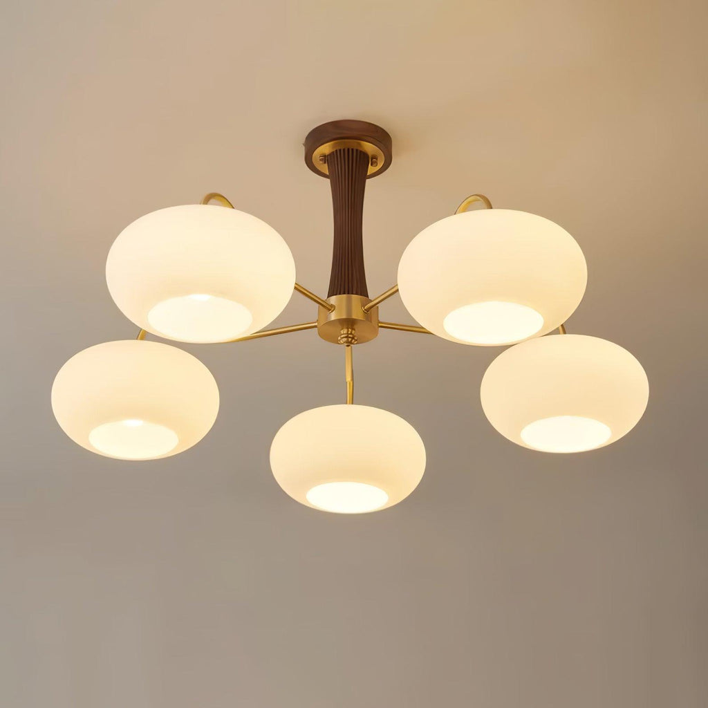 Luxuriöse Mid-Century-Deckenlampe aus Messing und Glas