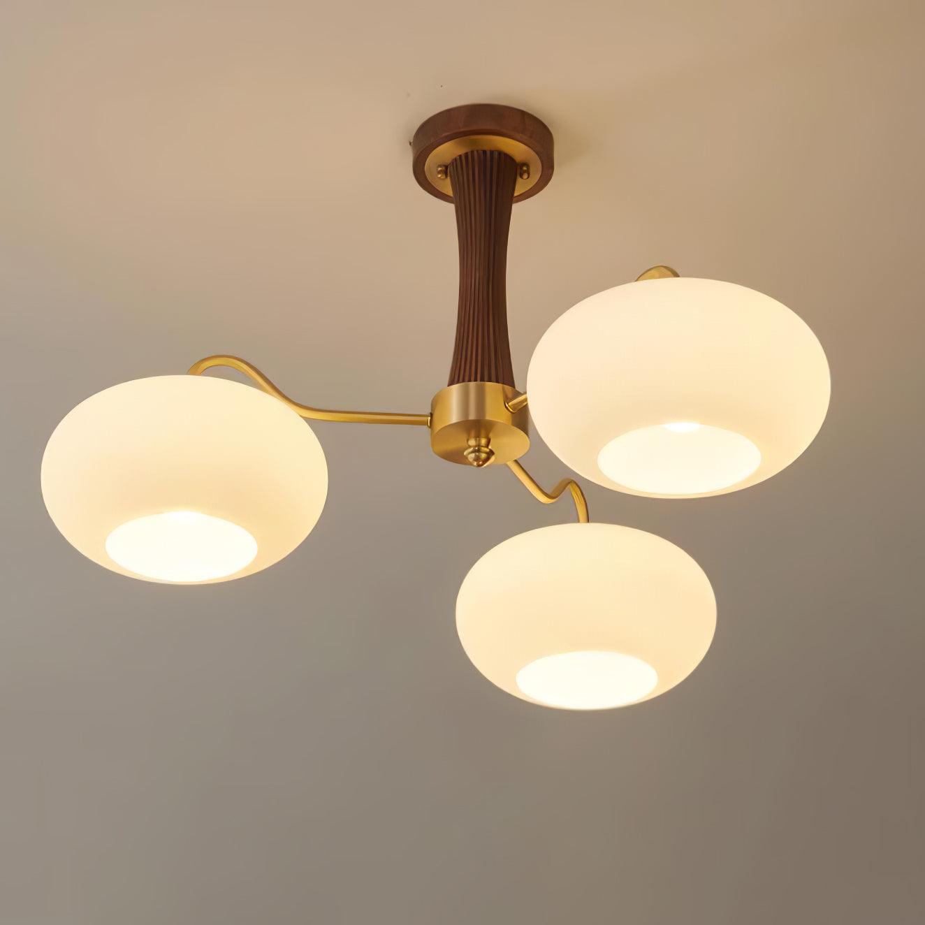 Luxuriöse Mid-Century-Deckenlampe aus Messing und Glas