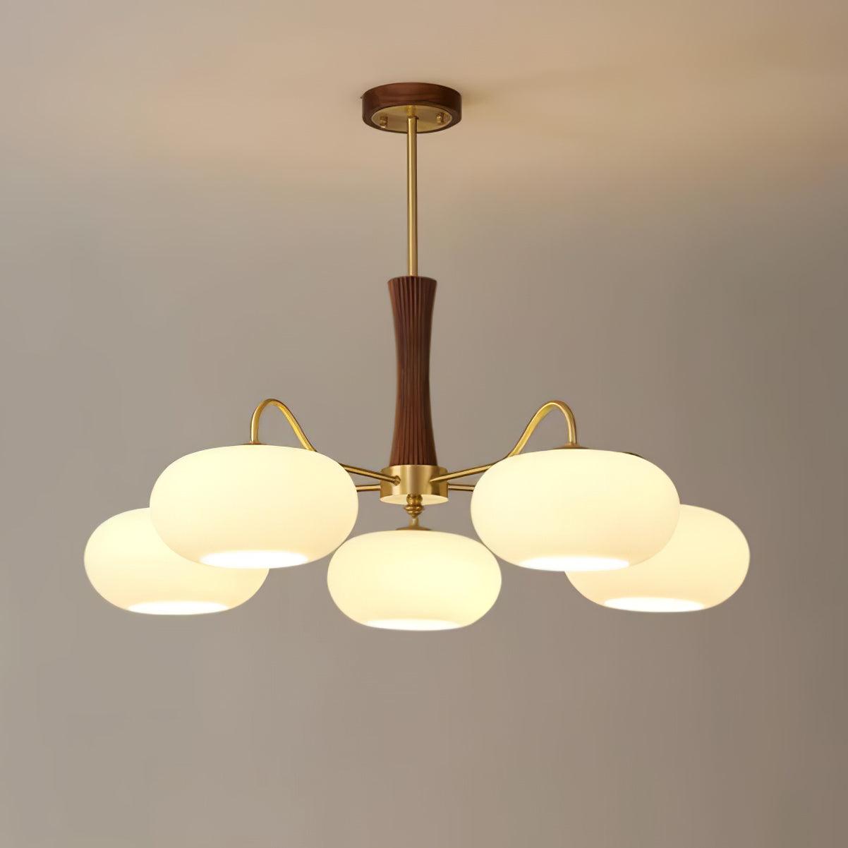 Luxuriöse Mid-Century-Deckenlampe aus Messing und Glas