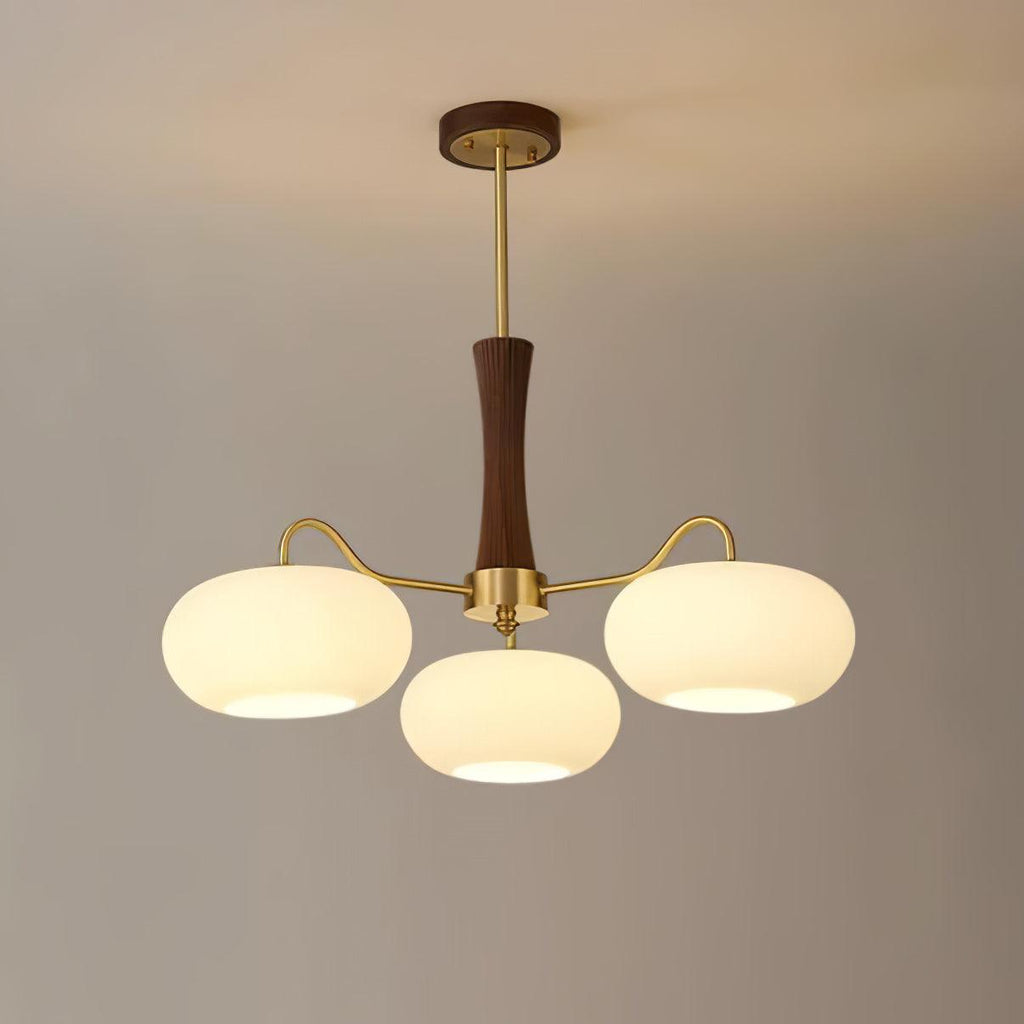 Luxuriöse Mid-Century-Deckenlampe aus Messing und Glas