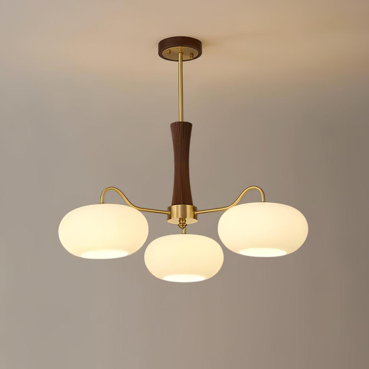 Luxuriöse Mid-Century-Deckenlampe aus Messing und Glas