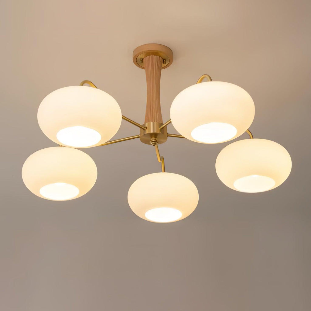 Luxuriöse Mid-Century-Deckenlampe aus Messing und Glas
