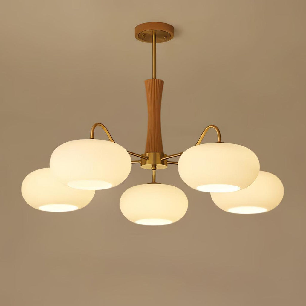 Luxuriöse Mid-Century-Deckenlampe aus Messing und Glas