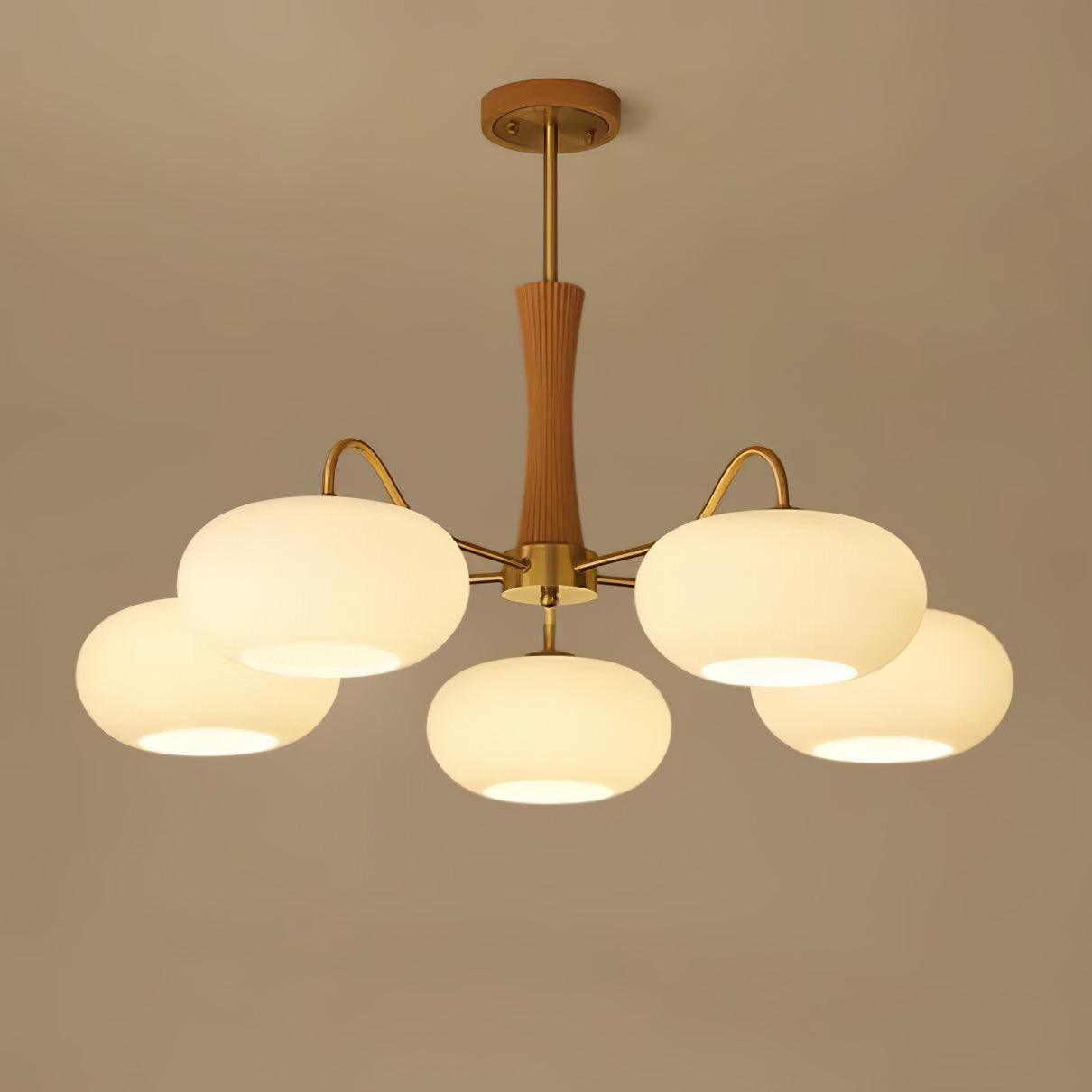 Lampada da soffitto di lusso in stile mid-century in ottone e vetro