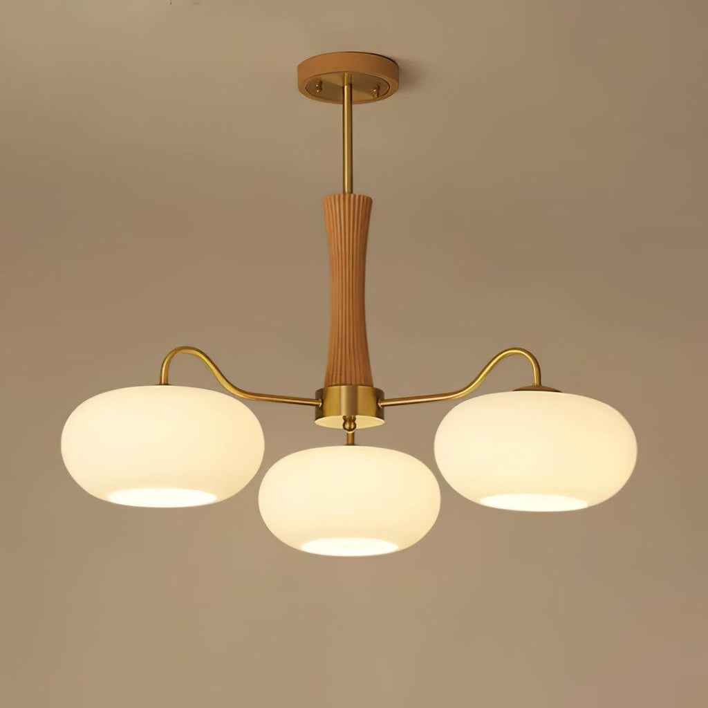 Luxuriöse Mid-Century-Deckenlampe aus Messing und Glas