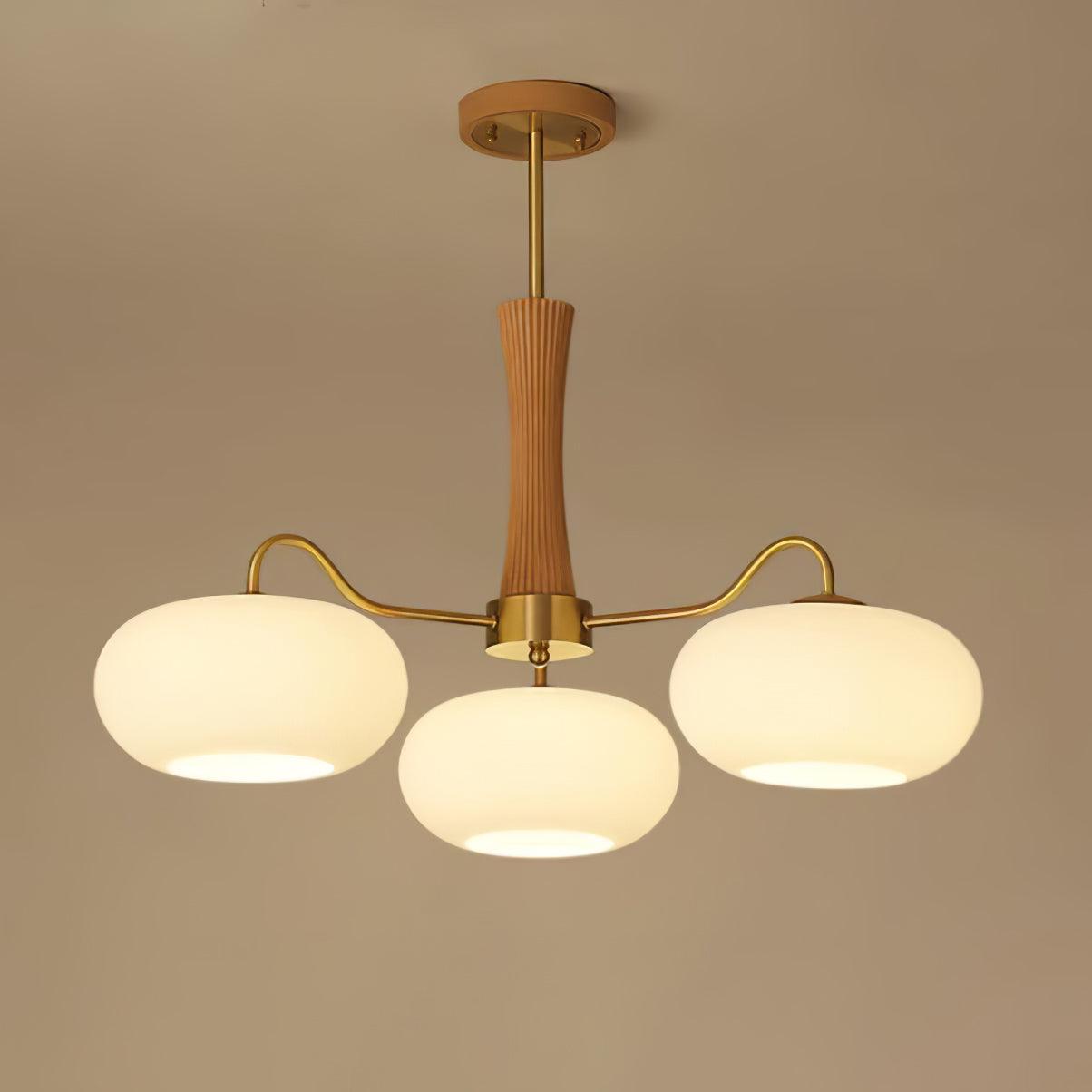 Luxuriöse Mid-Century-Deckenlampe aus Messing und Glas