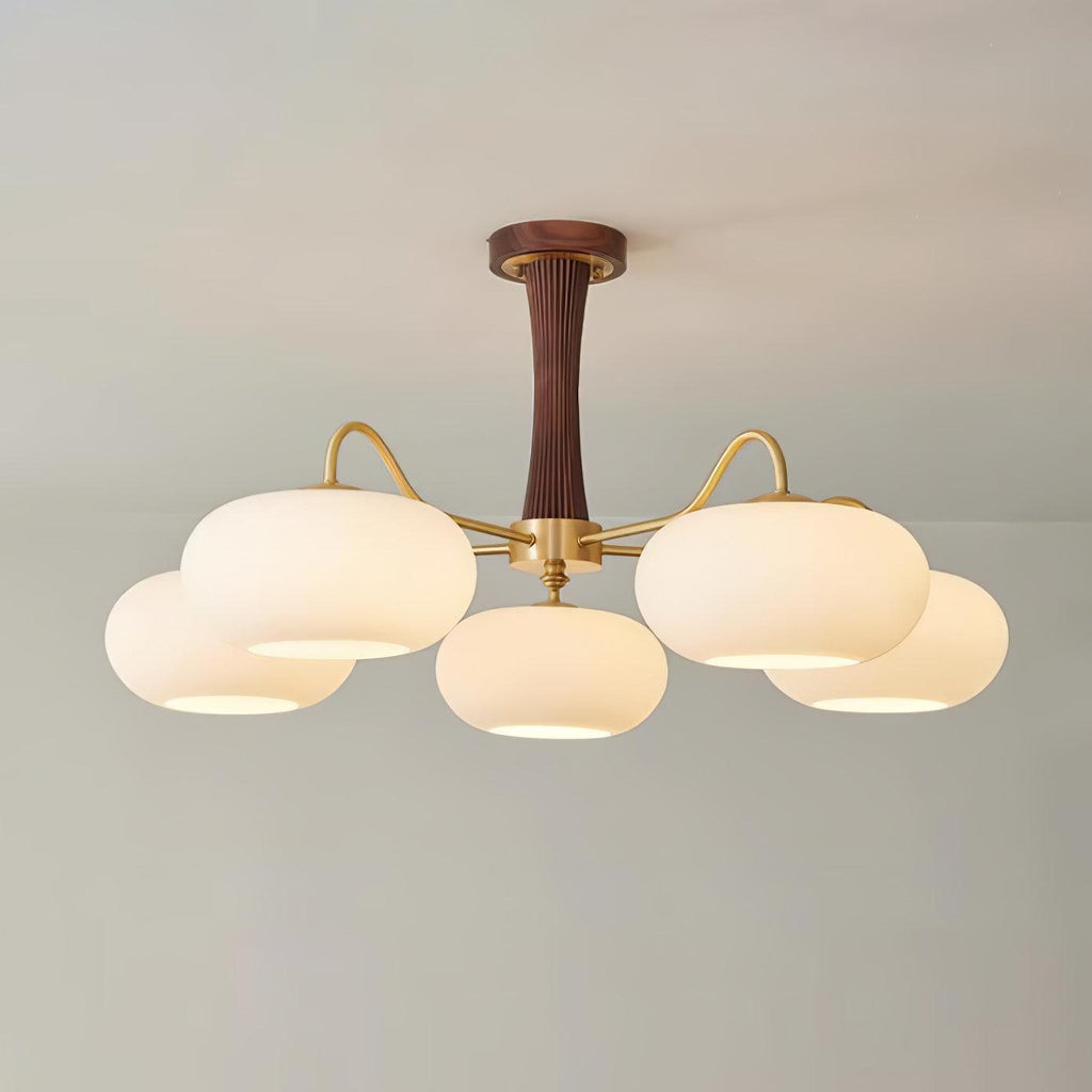 Luxuriöse Mid-Century-Deckenlampe aus Messing und Glas