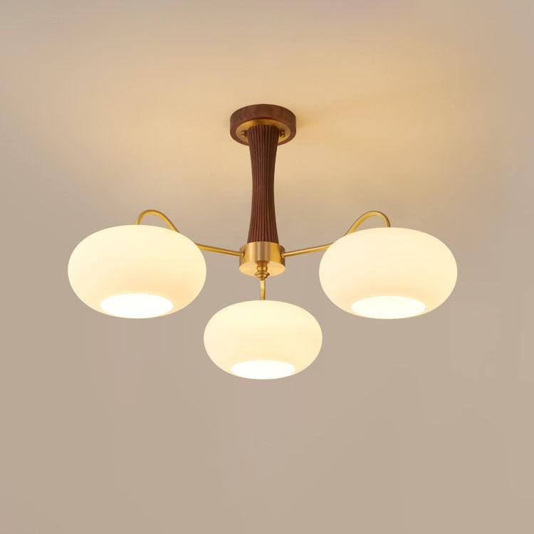 Luxuriöse Mid-Century-Deckenlampe aus Messing und Glas