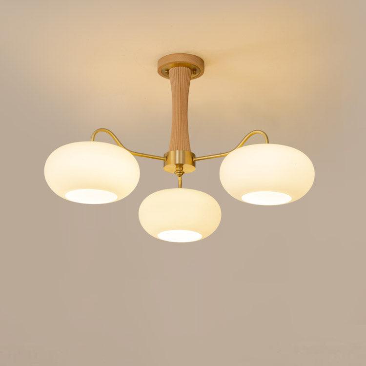 Luxuriöse Mid-Century-Deckenlampe aus Messing und Glas