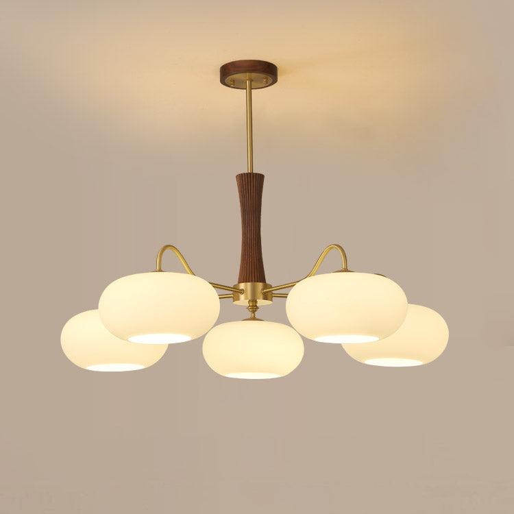 Luxuriöse Mid-Century-Deckenlampe aus Messing und Glas