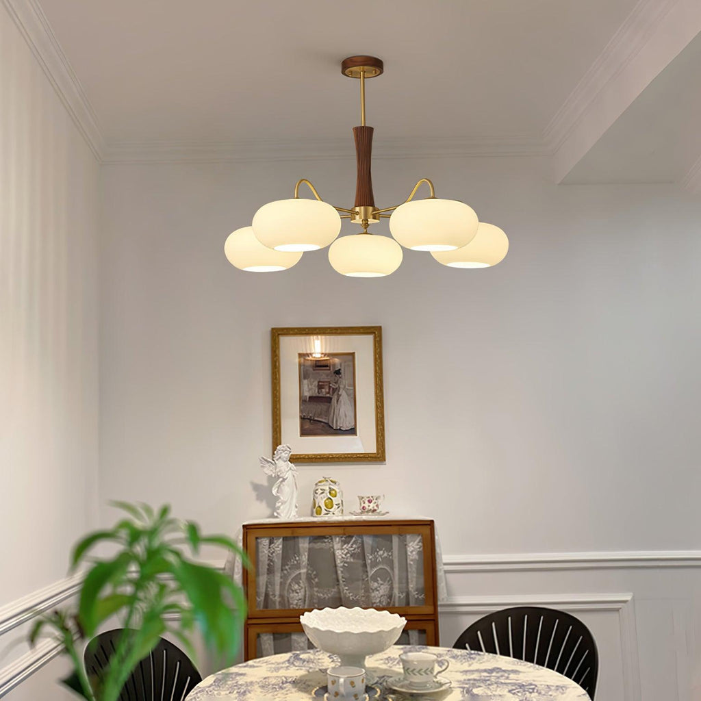 Luxuriöse Mid-Century-Deckenlampe aus Messing und Glas