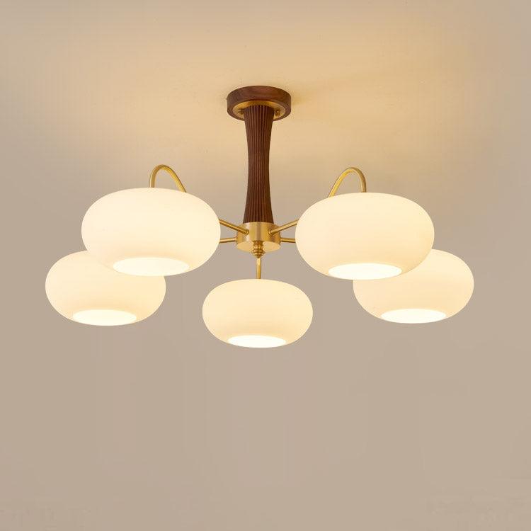 Luxuriöse Mid-Century-Deckenlampe aus Messing und Glas