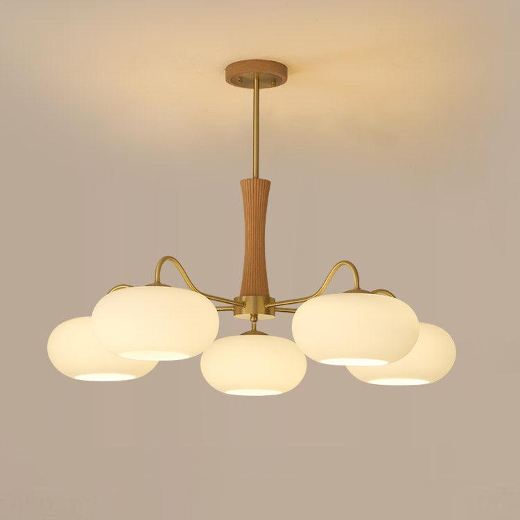Luxuriöse Mid-Century-Deckenlampe aus Messing und Glas